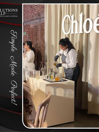 The live cocktail making session in progress at the Chloé launch, adding an interactive element for guests.