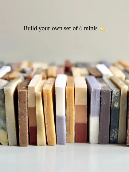 Build your own set of 6 mini soaps with our Soap Sampler Set. It's a great way to explore new scents or find the perfect travel companion.