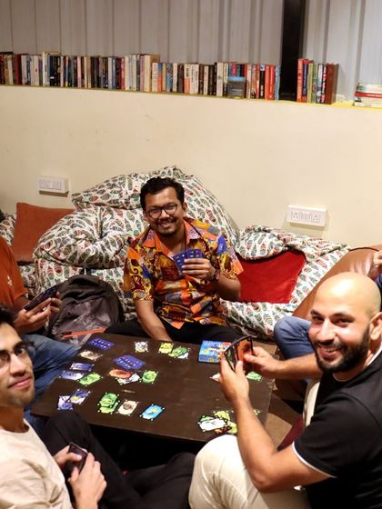 Another cozy game session in our bean bag area. It's the perfect spot to unwind and get lost in a game.