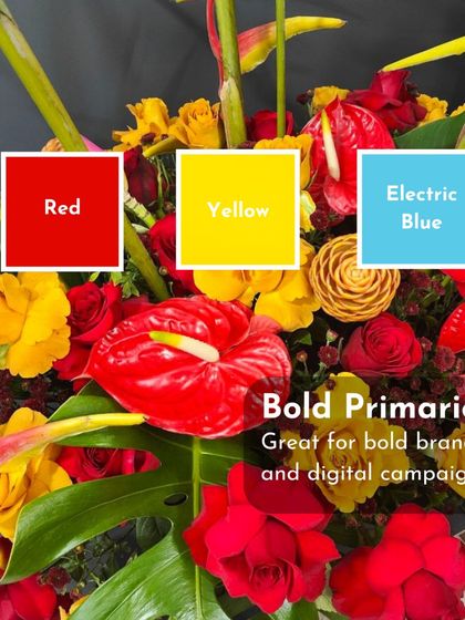 Bold primary colors like red and yellow create a high-impact, energetic design. This style is great for bold branding and celebratory events.