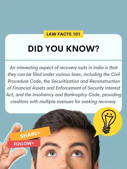 Recovering money that someone owes you can be complex, but there are multiple legal paths. I specialize in filing recovery suits using different laws like the Civil Procedure Code and the Insolvency and Bankruptcy Code to find the most effective strategy for your situation.