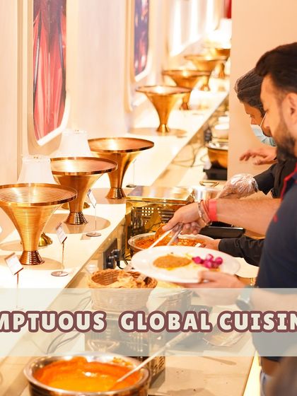 Our sumptuous global cuisine is served buffet-style for large events, featuring a wide variety of dishes to please every palate. The presentation is as impressive as the taste.