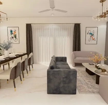 A glamorous living and dining room design for our client at ATS Pristine, Sector 150, Noida.