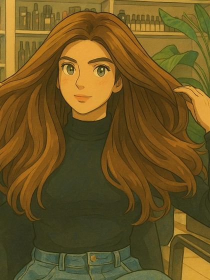 Another beautiful Ghibli-inspired illustration, capturing the dreamy, happy feeling of a fresh hairstyle.
