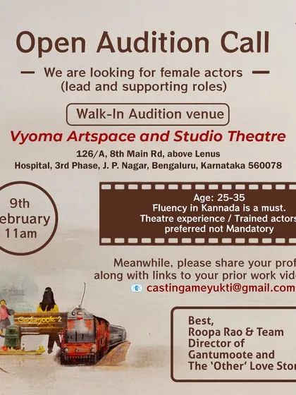 I am so proud that Vyoma has become a hub for creators. We regularly host walk-in auditions, connecting talented actors with renowned directors and new projects right here in JP Nagar.