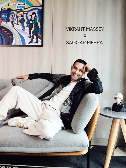 The Stellar Jacket, worn here by Vikrant Massey, is a piece of modern power dressing. I focused on creating sharp, graphic lines with intricate, shimmering embellishments on the shoulders and body, engineering a garment that is both structured and visually dynamic.