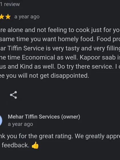 We started this service especially for people who are living alone and miss home-cooked food. This review perfectly captures the problem we are trying to solve.