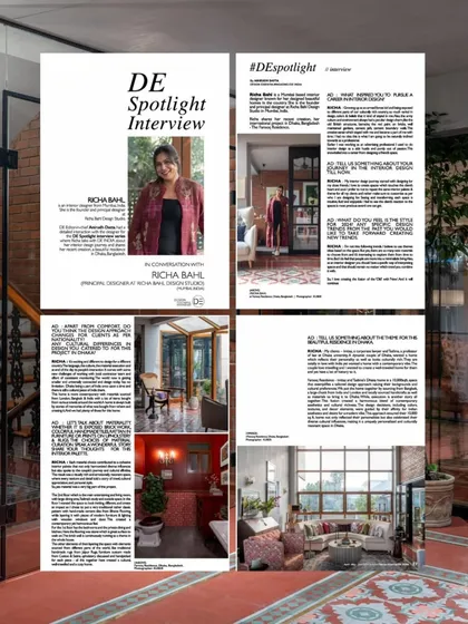 An interview spread in Design Essentia about our Dhaka residence. We discussed the theme for the home and how we created a well-traveled, contemporary space that also honors the clients' cultural roots.