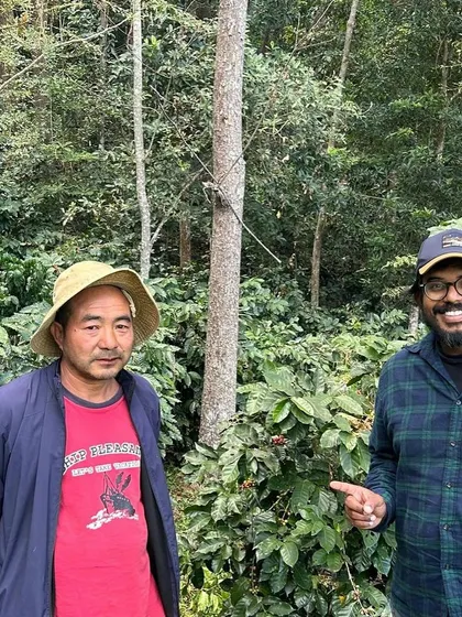 On a coffee farm in Nagaland, learning directly from the farmers. Their knowledge and hard work are the foundation of the entire industry.
