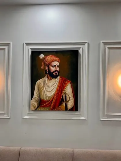 Seeing my art in its new home is the best feeling. Here is my acrylic on canvas portrait of Chhatrapati Shivaji Maharaj, displayed as a centerpiece. It shows how a custom painting can transform a space and reflect what's important to you.