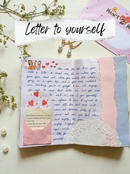 Art journal idea: write a letter to yourself. Create a beautiful page with a pocket to hold your letter.