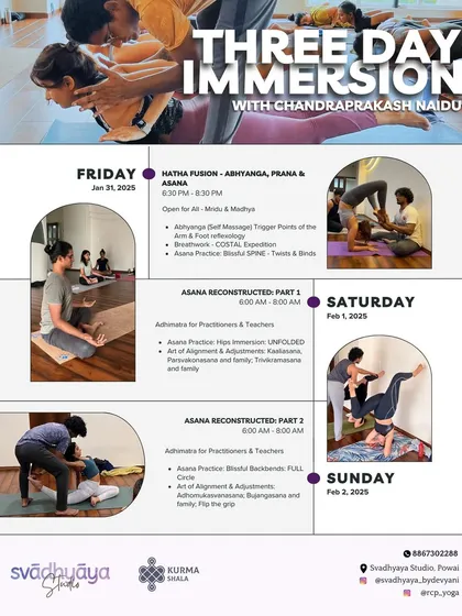 For those ready to dive deeper, our three day immersions offer a structured path. This detailed schedule shows our approach: a blend of Hatha fusion, asana reconstruction, breathwork, and the art of alignment.