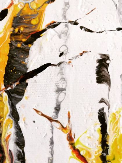 Here you can see the delicate branches I painted over the fluid art background. This embellished pour technique allows for a beautiful blend of control and chaos.