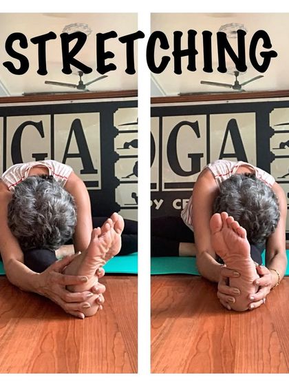 A two-part image showing the seated forward bend, Paschimottanasana. This illustrates the engagement needed to achieve a deep and safe stretch.