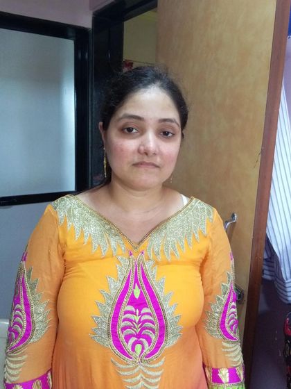 The 'before' shot, showing the client's natural features before we begin the makeup process.