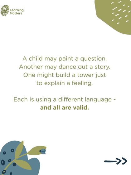 A child may paint a question, dance out a story, or build a tower to explain a feeling. Each of these is a different language, and all are valid. Recognizing these "100 Languages" helps us truly understand a child beyond words.