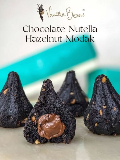 The Chocolate Nutella Hazelnut Modak combines the richness of chocolate and Nutella with the crunch of roasted hazelnuts for a textural delight.