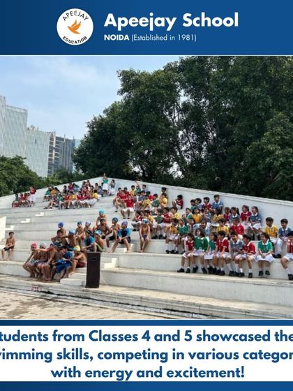 Students from Classes 4 and 5 gathered with energy and excitement for the Inter-House Swimming Competition. This image captures the enthusiastic participants and audience, ready for a day of thrilling races.