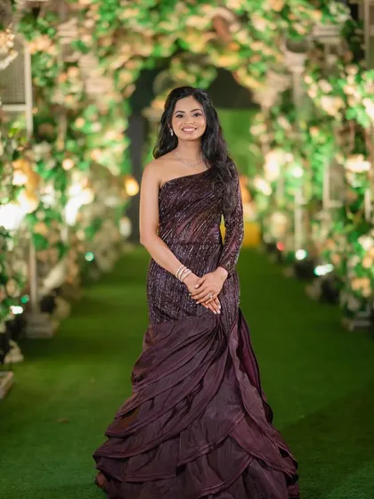 More shots of our elegant reception looks, showcasing the beautiful details and the happy, glowing brides.