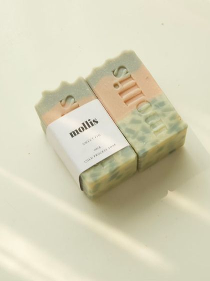 A pair of 'Sweet Fig' soap ends, a great way to try a new scent.