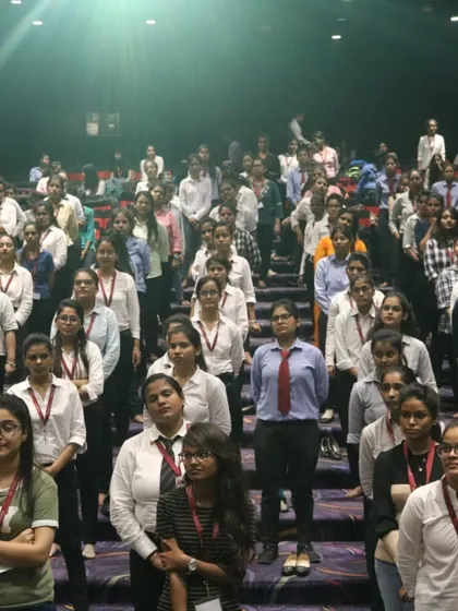 A large group of female students at our self-defense seminar, ready and attentive to learn skills that will keep them safe.