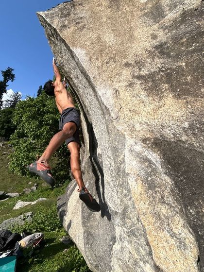 Asim on a powerful bouldering move in Sethan. The "People of Romp" series introduces the incredible variety of climbers who join our festival.