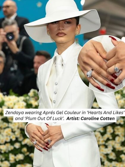 Zendaya's Met Gala look is always iconic. These long, deep red nails are a perfect example of how a classic color can be bold and dramatic.