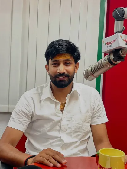 At the Radio Mirchi studio, ready to talk about the power of running. Spreading the message of fitness is a key part of my mission.
