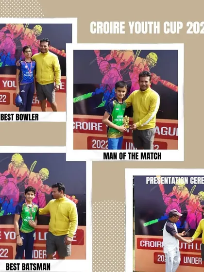 A collage capturing the highlights of the presentation ceremony from one of the league matches.