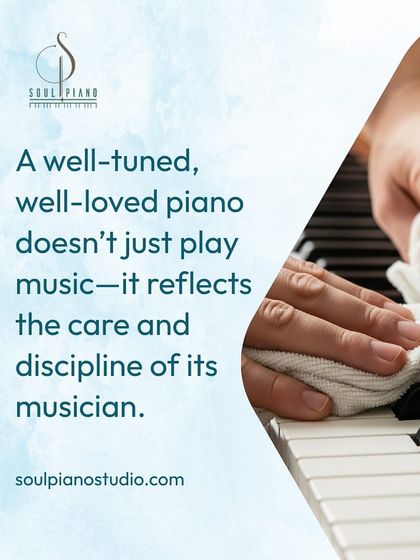 A well-loved piano reflects the discipline of its musician. Regular tuning and cleaning are essential for keeping the pitch accurate and preventing internal damage from dust.