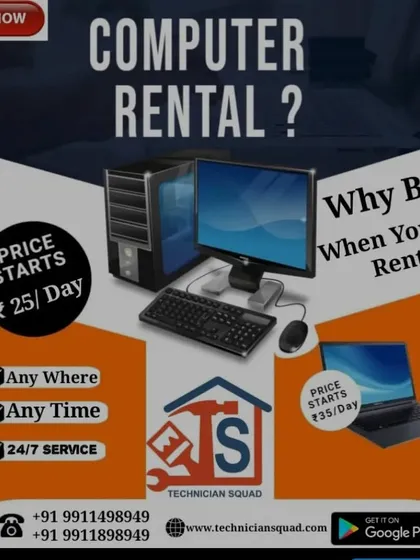 Why make a large investment when you can rent? We offer affordable computer and laptop rental services with prices starting as low as 25 rupees per day, providing a flexible solution for your personal or business needs.