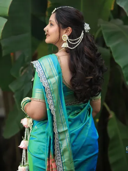 A view of the beautiful floral hair accessory, designed to complement the rest of the jewellery set and the client's hairstyle.