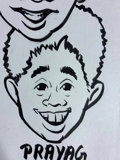 A close-up of the bold ink lines I use to create the base of my caricatures. This style ensures every feature is expressive and full of character.
