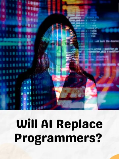 Posing the question, "Will AI Replace Programmers?" This image serves as the introduction to a series discussing the future of coding in the age of artificial intelligence.