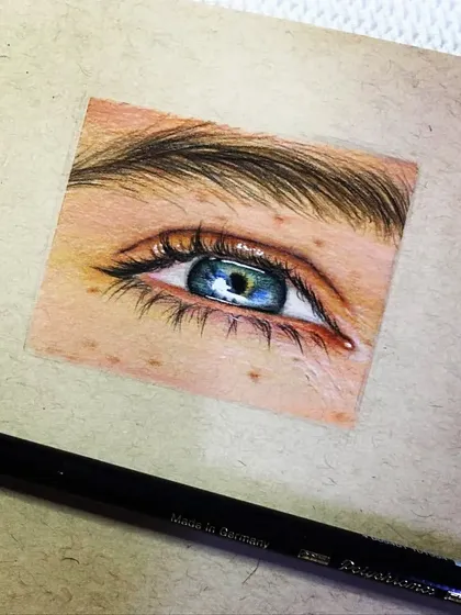 Another angle of the blue eye sketch. The pale, hard gsm paper provides a great surface for blending and creating smooth transitions.