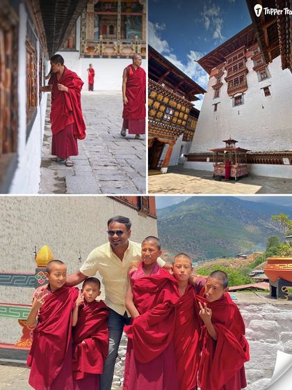 Connecting with the local culture and people is what makes our trips special. Here's one of our travelers sharing a moment with young monks in Bhutan, a memory that goes beyond typical tourism.