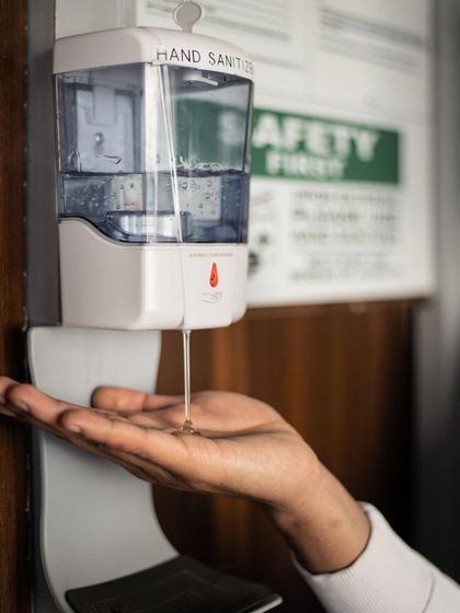 Getting ready to cook up a storm. Safety and hygiene are always our first step, starting with sanitized hands.