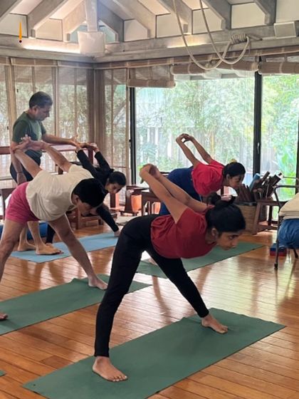 This collection of images captures the essence of my classes. You will see students of all levels using various props, receiving individual adjustments, and practicing together with focus and dedication. Each photo is a glimpse into our journey of alignment and discovery.