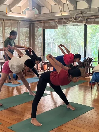 This collection of images captures the essence of my classes. You will see students of all levels using various props, receiving individual adjustments, and practicing together with focus and dedication. Each photo is a glimpse into our journey of alignment and discovery.
