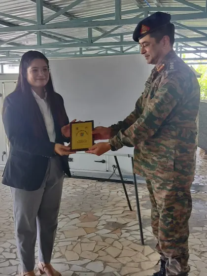 Receiving a token of appreciation after delivering a lecture on women's safety and human rights to NCC cadets. Moments like these reaffirm my commitment to my work.