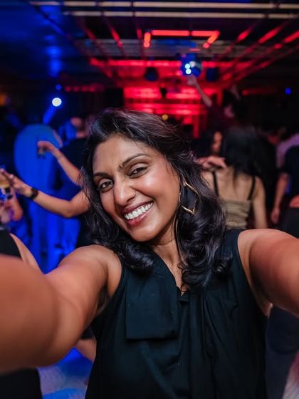 The best view is from the dance floor. A happy partygoer captures the moment at Gawky Goose.