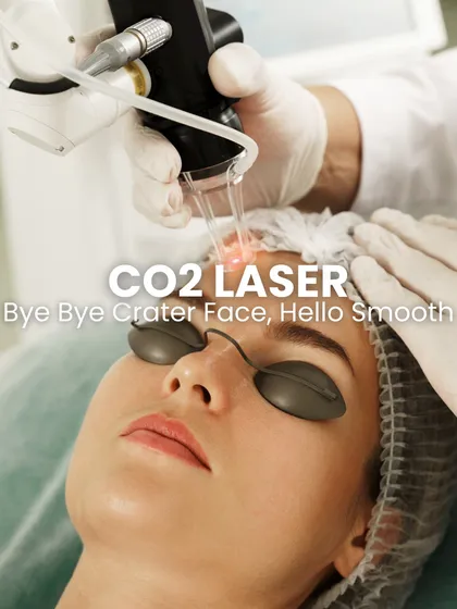 This is the CO2 laser in action. It is one of our most effective tools for treating deep, pitted acne scars, often called "crater face." The laser works by resurfacing the top layer of skin and stimulating new collagen deep within, leading to a significantly smoother and more even texture.