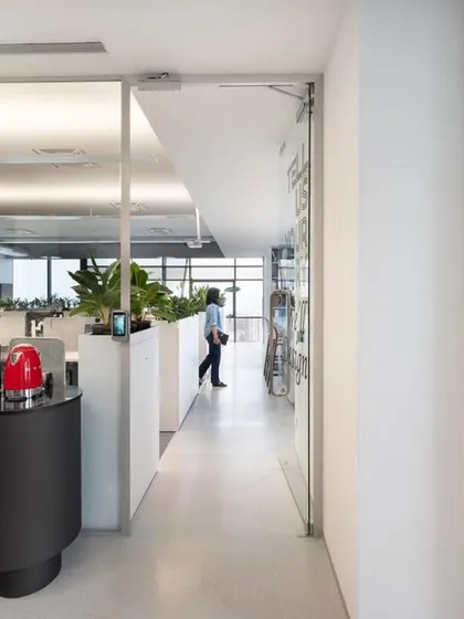A glimpse of daily life in our office, showing the open and bright environment we've created for ourselves.