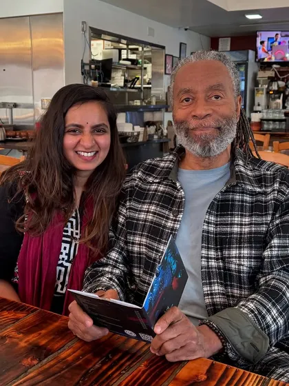 A precious moment with the vocal genius Bobby McFerrin. His approach to improvisation and using the voice as an instrument has been a huge influence on me.