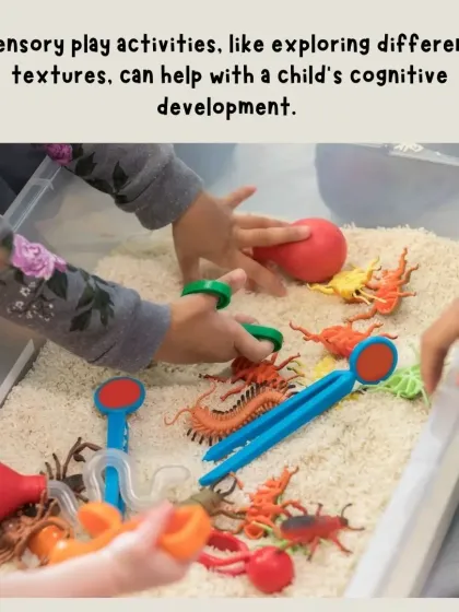 Did you know that sensory play helps with cognitive development? Our play areas include activities that engage different textures and materials to help your child learn as they play.