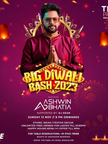 Bringing the lights and sounds of Diwali to The Park Bangalore. An evening of festive decor, ethnic wear, and non-stop Bollywood music for the Big Diwali Bash.