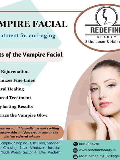 This graphic explains the benefits of the Vampire Facial, an anti-aging treatment that uses your body's natural healing to rejuvenate skin, minimize fine lines, and provide long-lasting results.
