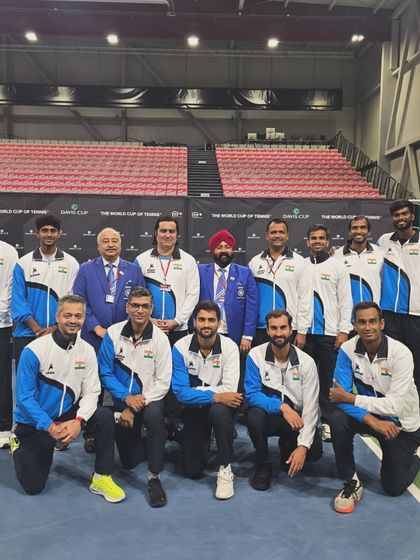 The official team photo for the historic Davis Cup tie. As the team physiotherapist, I stand with our players, fully committed to supporting their performance on the world stage.