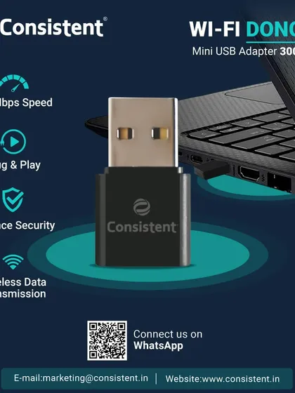 Instantly add high-speed wireless connectivity to your laptop or desktop with our 300Mbps Wi-Fi Dongle. This mini USB adapter is a simple plug-and-play solution, perfect for upgrading an older computer or getting a better connection for streaming and browsing.