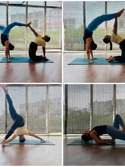 More beautiful shapes from my students, including partner poses, headstands, and deep backbends. Their dedication is inspiring.